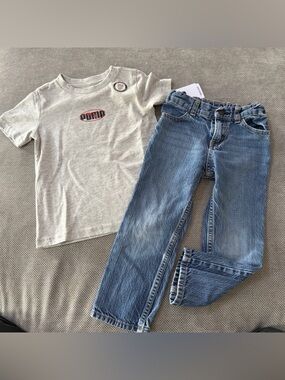 Puma Graphic Tee + OshKosh Jeans Outfit Boys Size 4 Casual Denim Set